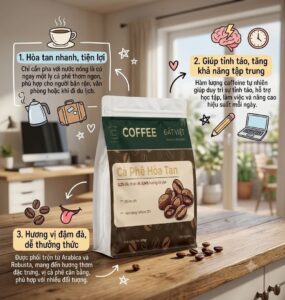 Cà Phê Hòa Tan Đất Việt 500g – Hương Vị Đậm Đà, Tiện Lợi Cho Mọi Nhà cà phê hòa tan đất việt